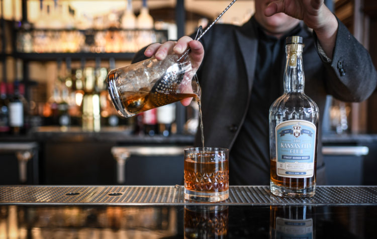 Bartender Mixing Drink At Hotel Kansas City.